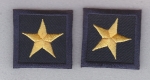 1 Star MEDIUM GOLD on NAVY BLUE Collar Patches